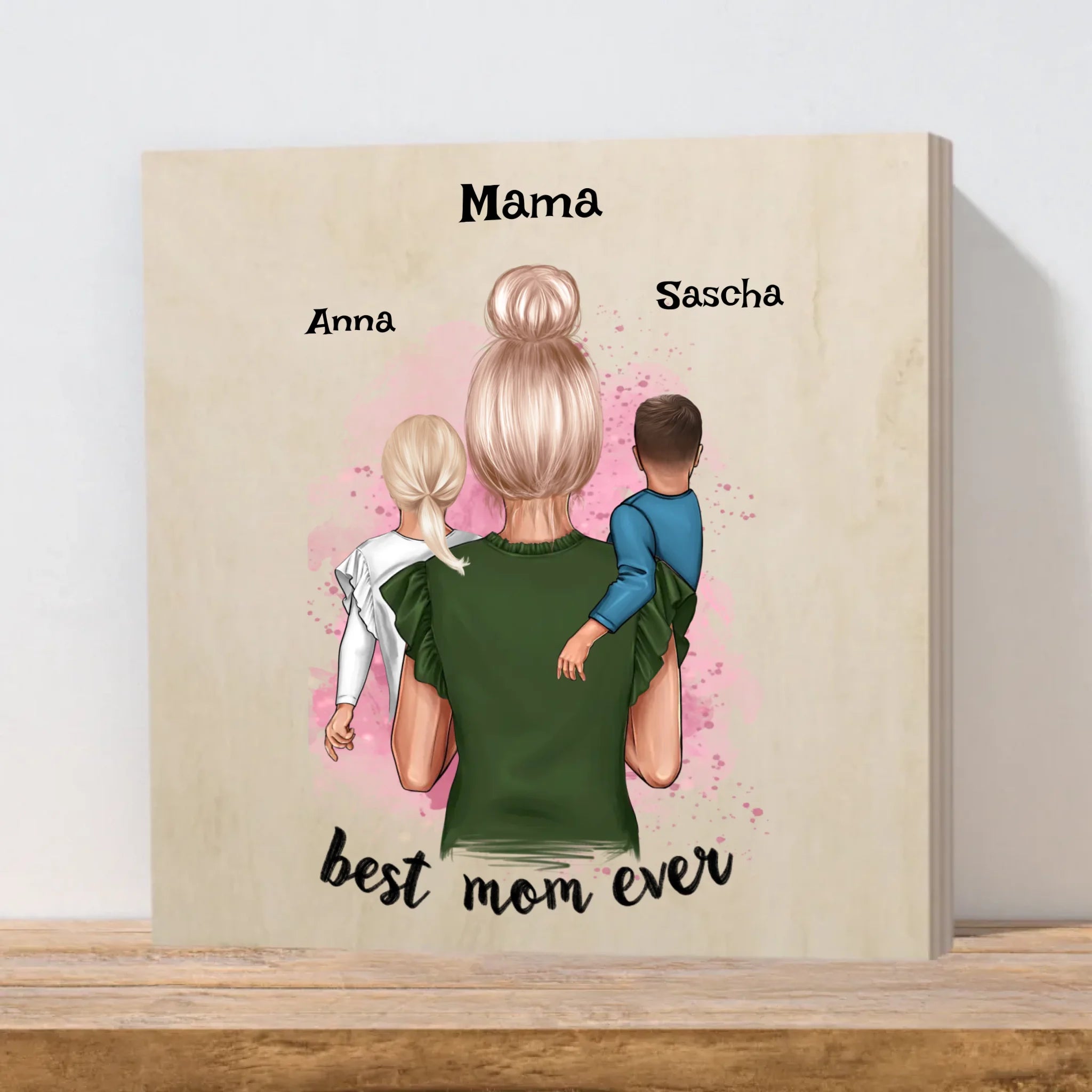 Beste Mama Geschenk Holzbild mit Kinder - Cantty