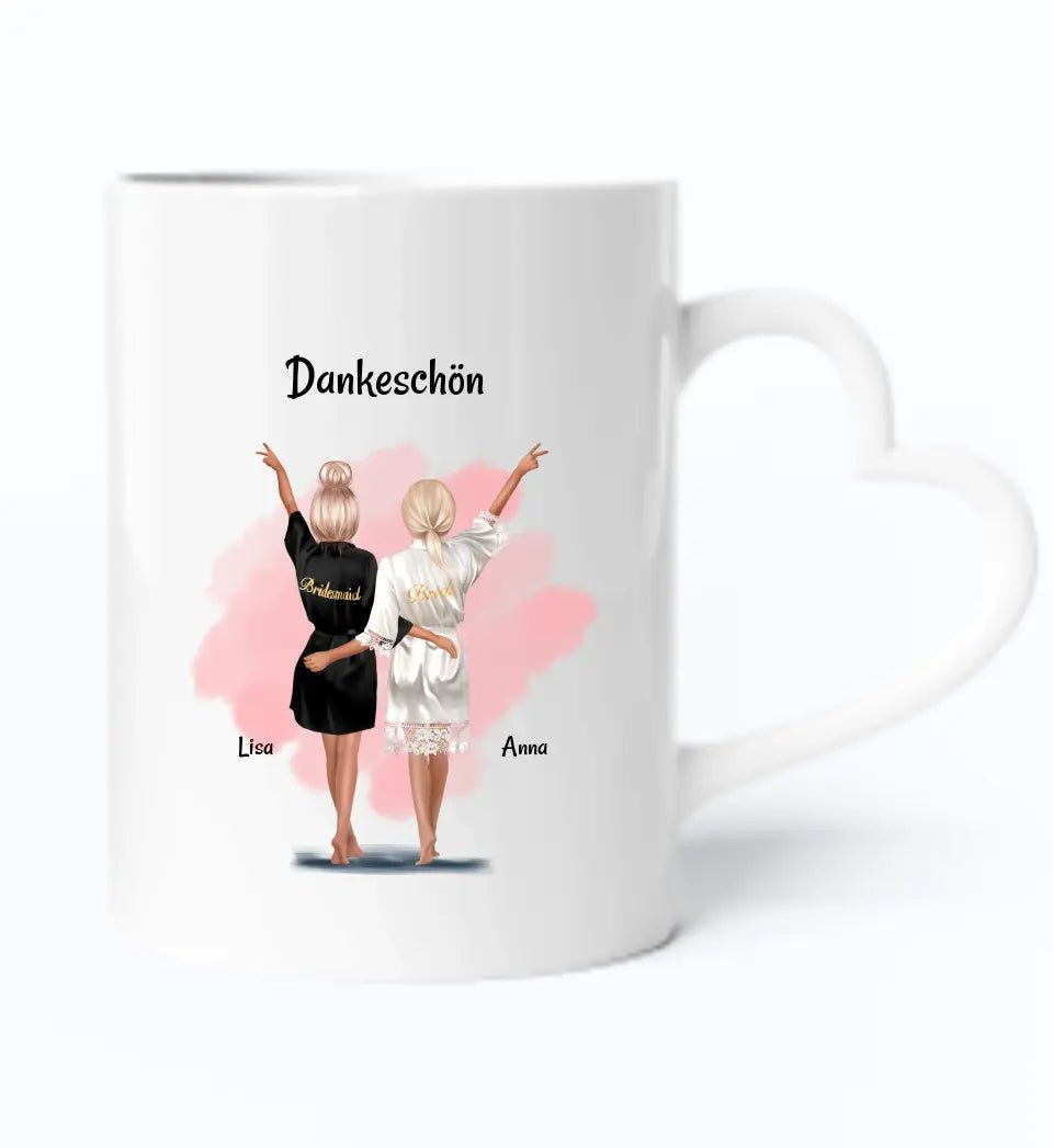 Brautjungfer Danke sagen Tasse Geschenk personalisiert - Cantty