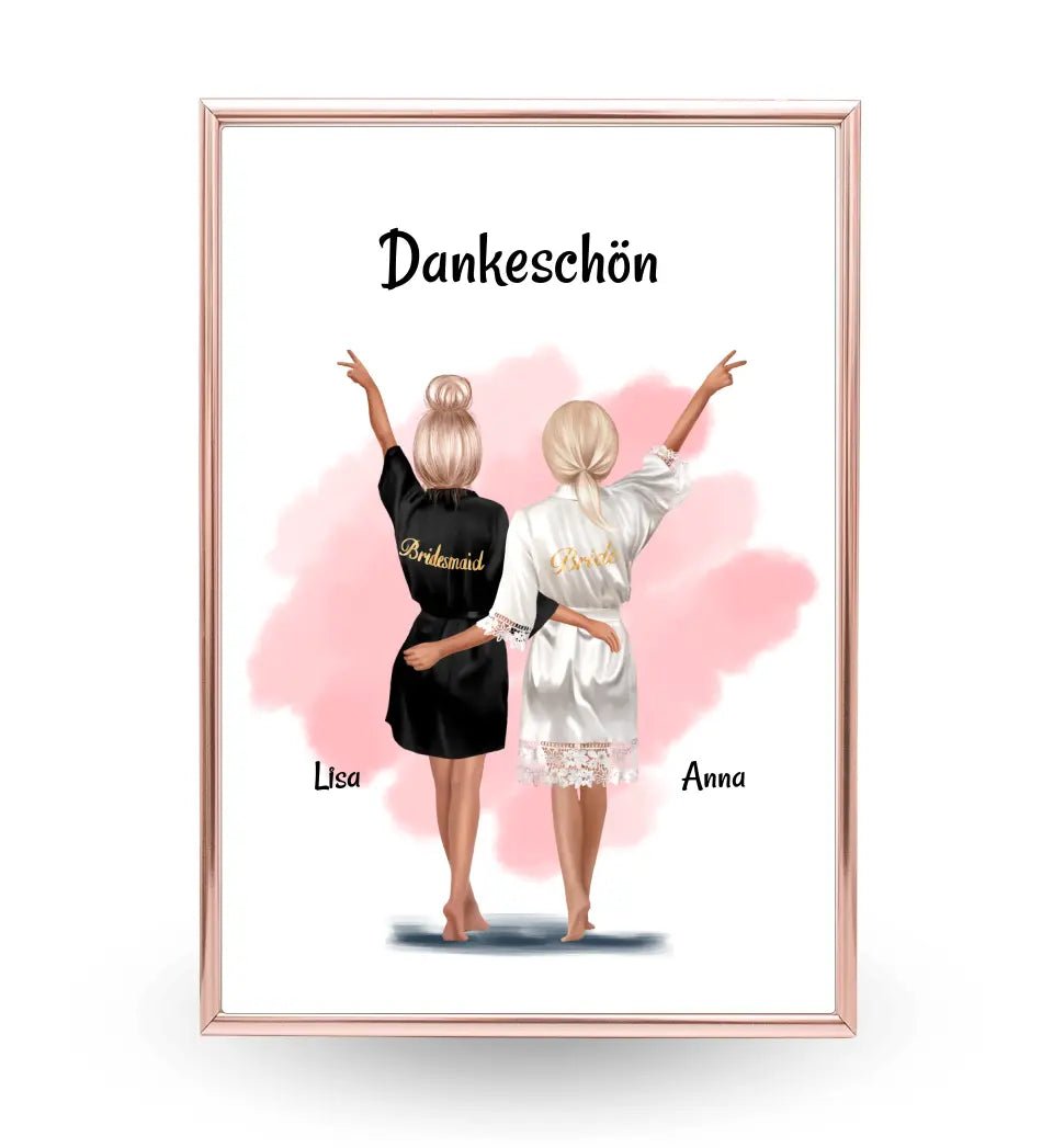 Brautjungfer Dankeschön Bild & Poster personalisiert - Cantty