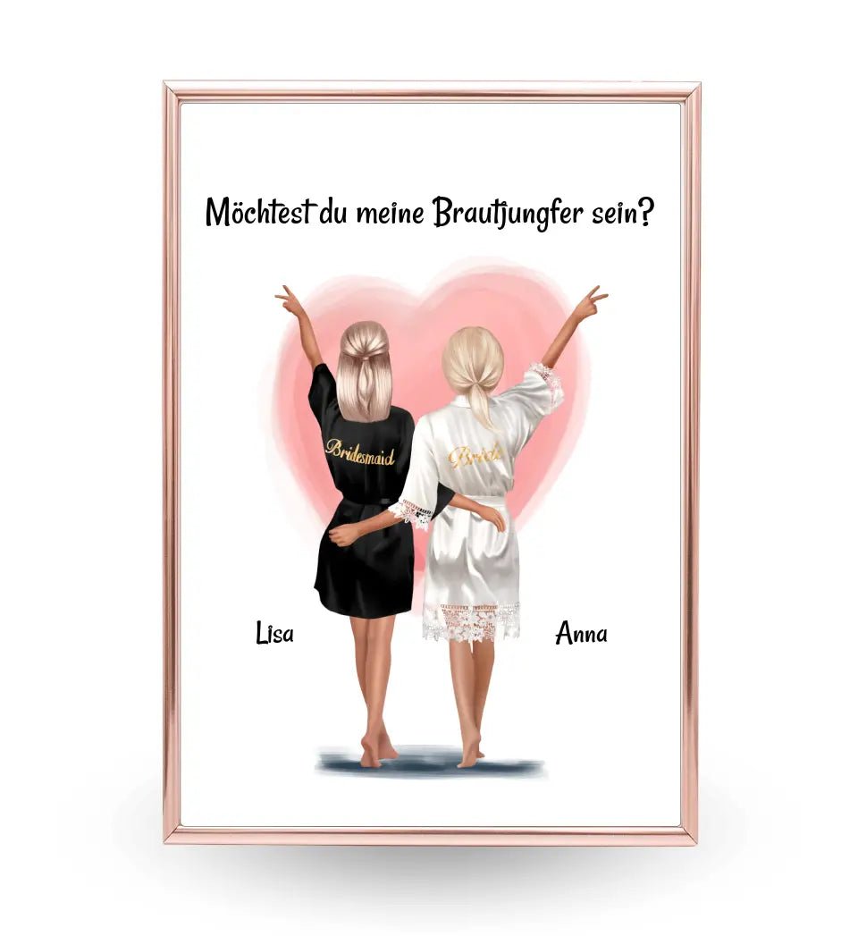 Brautjungfer Fragen Bild Geschenk personalisiert von Braut - Cantty