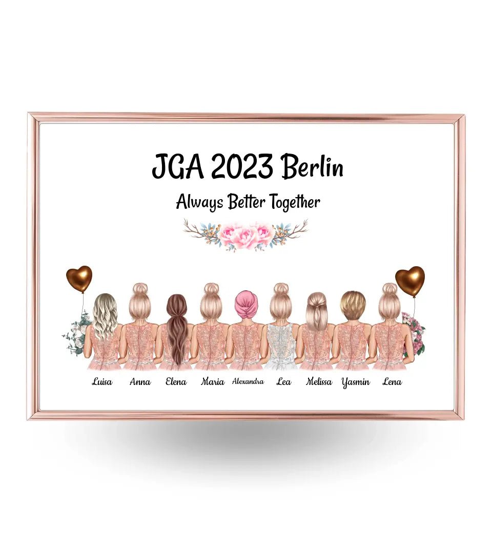 Brautjungfern Braut Junggesellinnanabschied 9 Personen Poster - Cantty