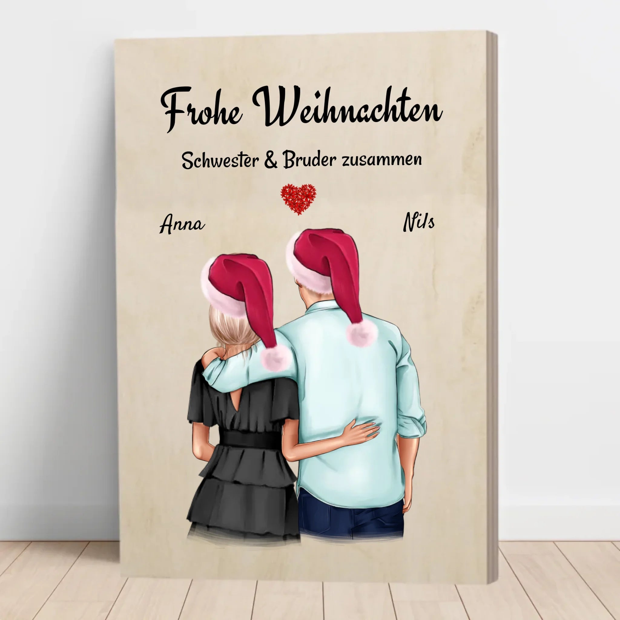 Bruder Schwester Echtholz Bild Geschenk Weihnachten - Cantty