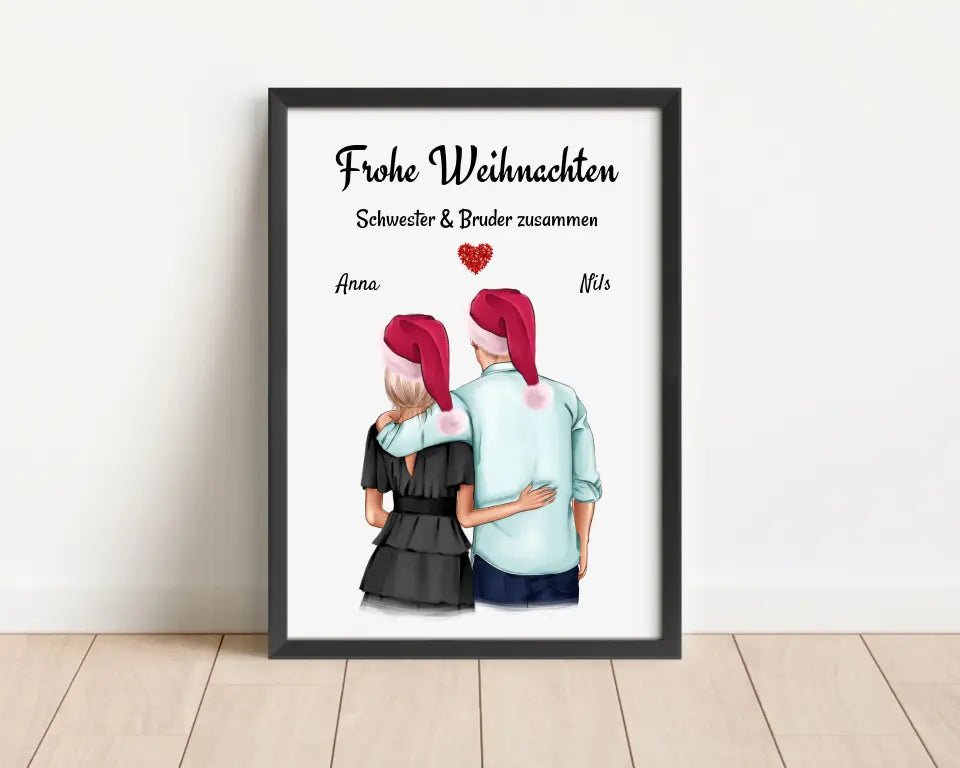 Bruder Schwester Poster Geschenk Weihnachten - Cantty