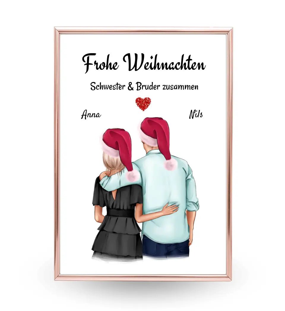 Bruder Schwester Poster Geschenk Weihnachten - Cantty