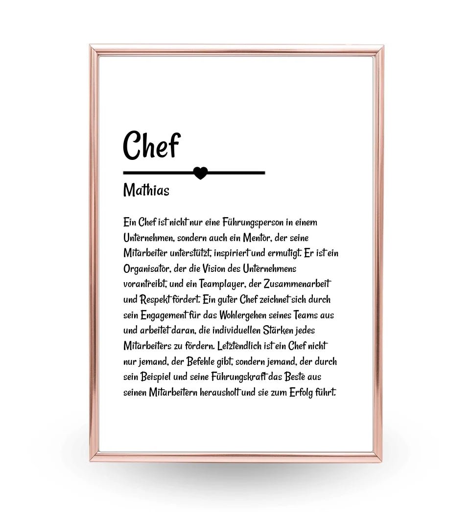 Chef Definition Poster Geschenk personalisiert - Cantty