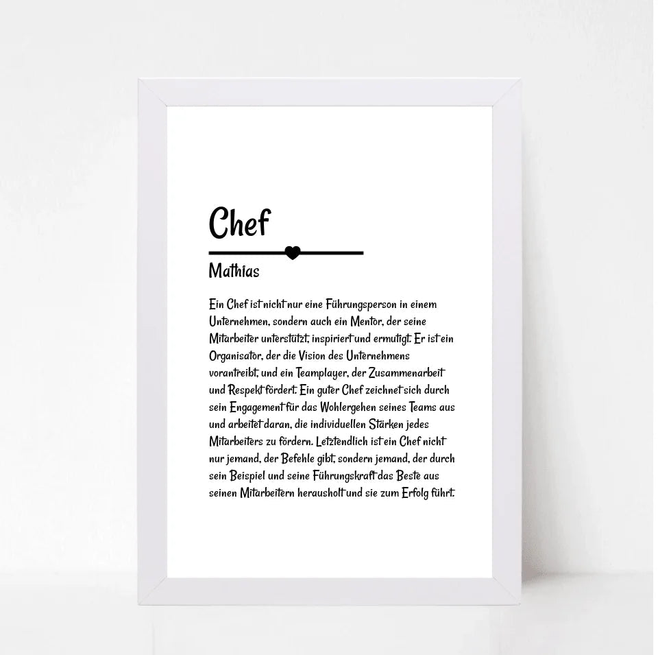 Chef Definition Poster Geschenk personalisiert - Cantty