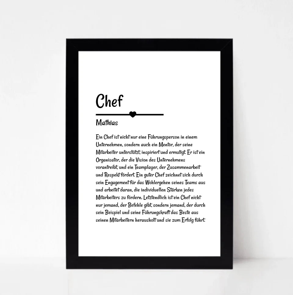 Chef Definition Poster Geschenk personalisiert - Cantty