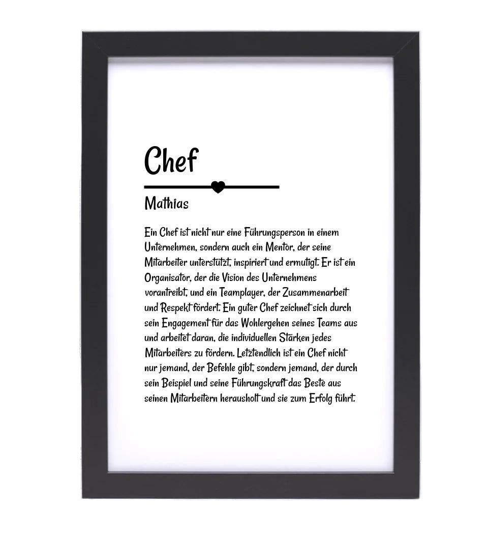 Chef Definition Poster Geschenk personalisiert - Cantty