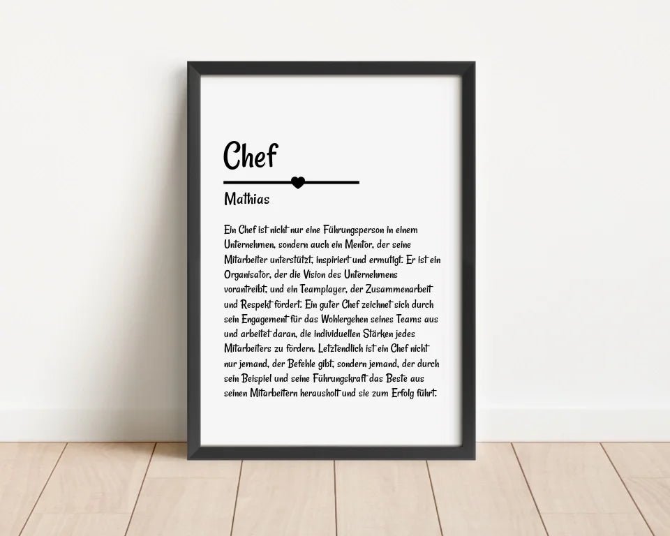 Chef Definition Poster Geschenk personalisiert - Cantty