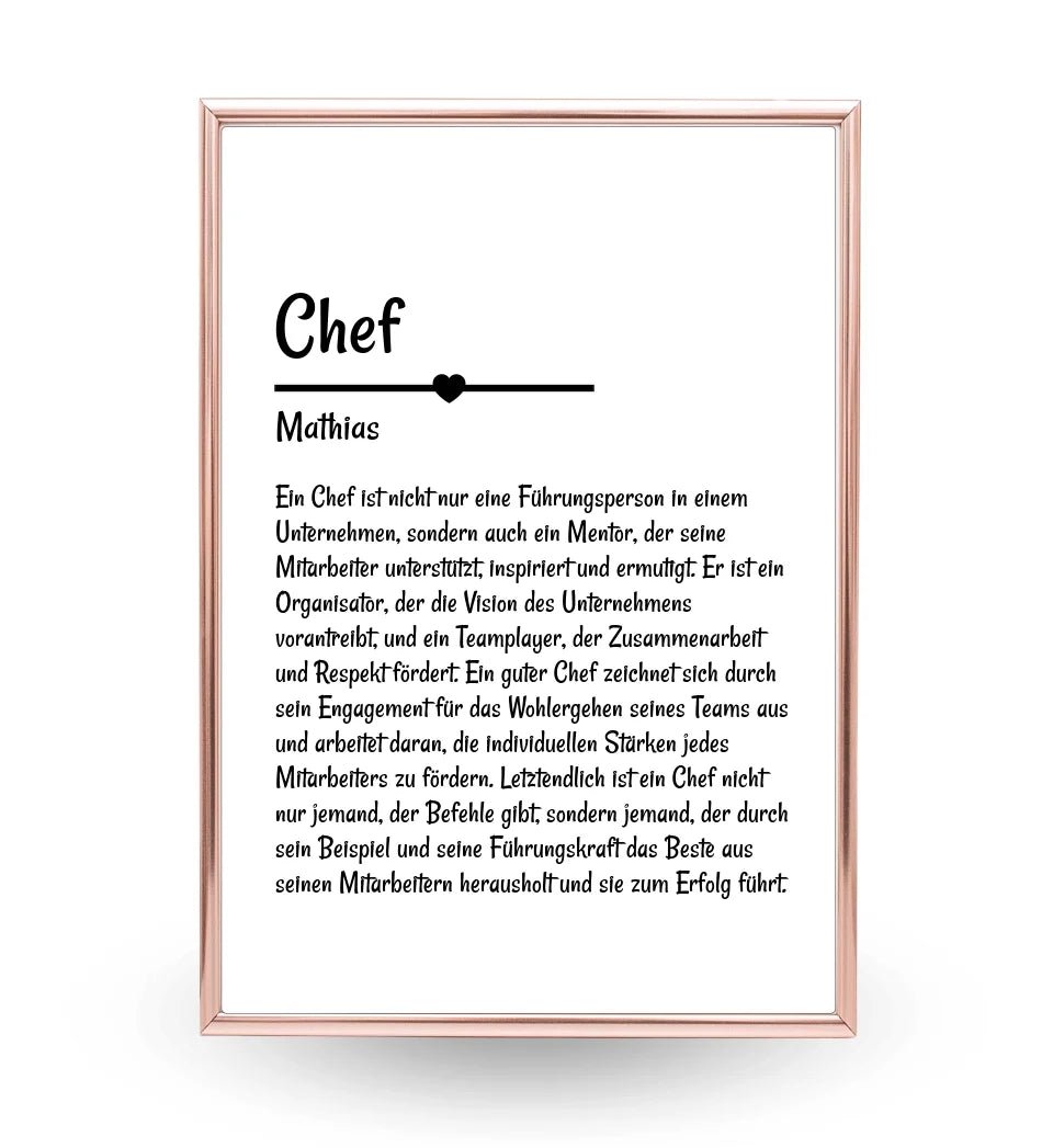 Chef Definition Poster Geschenk personalisiert - Cantty