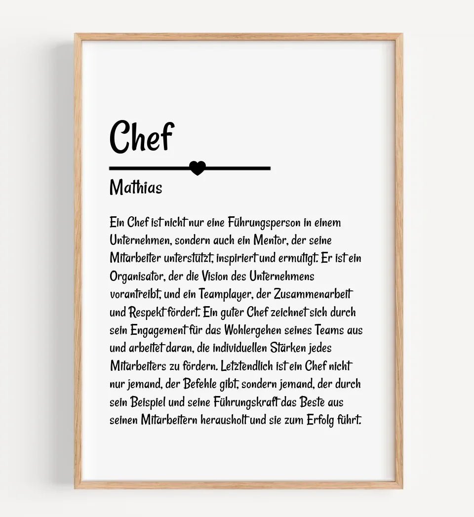 Chef Definition Poster Geschenk personalisiert - Cantty