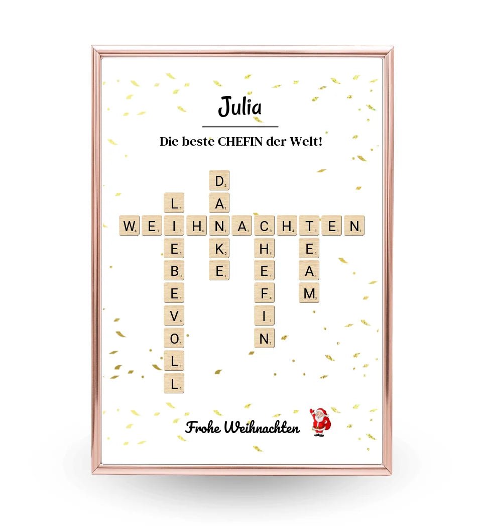 Chefin Weihnachtsgeschenk Bild Scrabble Style personalisierbar - Cantty