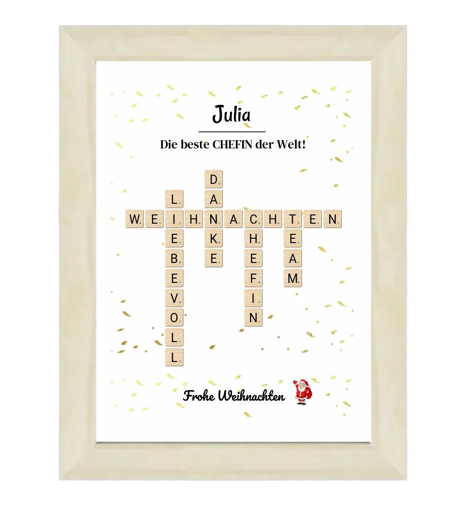 Chefin Weihnachtsgeschenk Bild Scrabble Style personalisierbar - Cantty