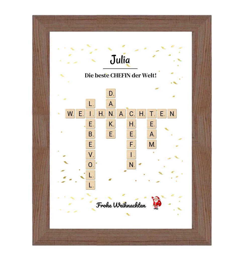 Chefin Weihnachtsgeschenk Bild Scrabble Style personalisierbar - Cantty