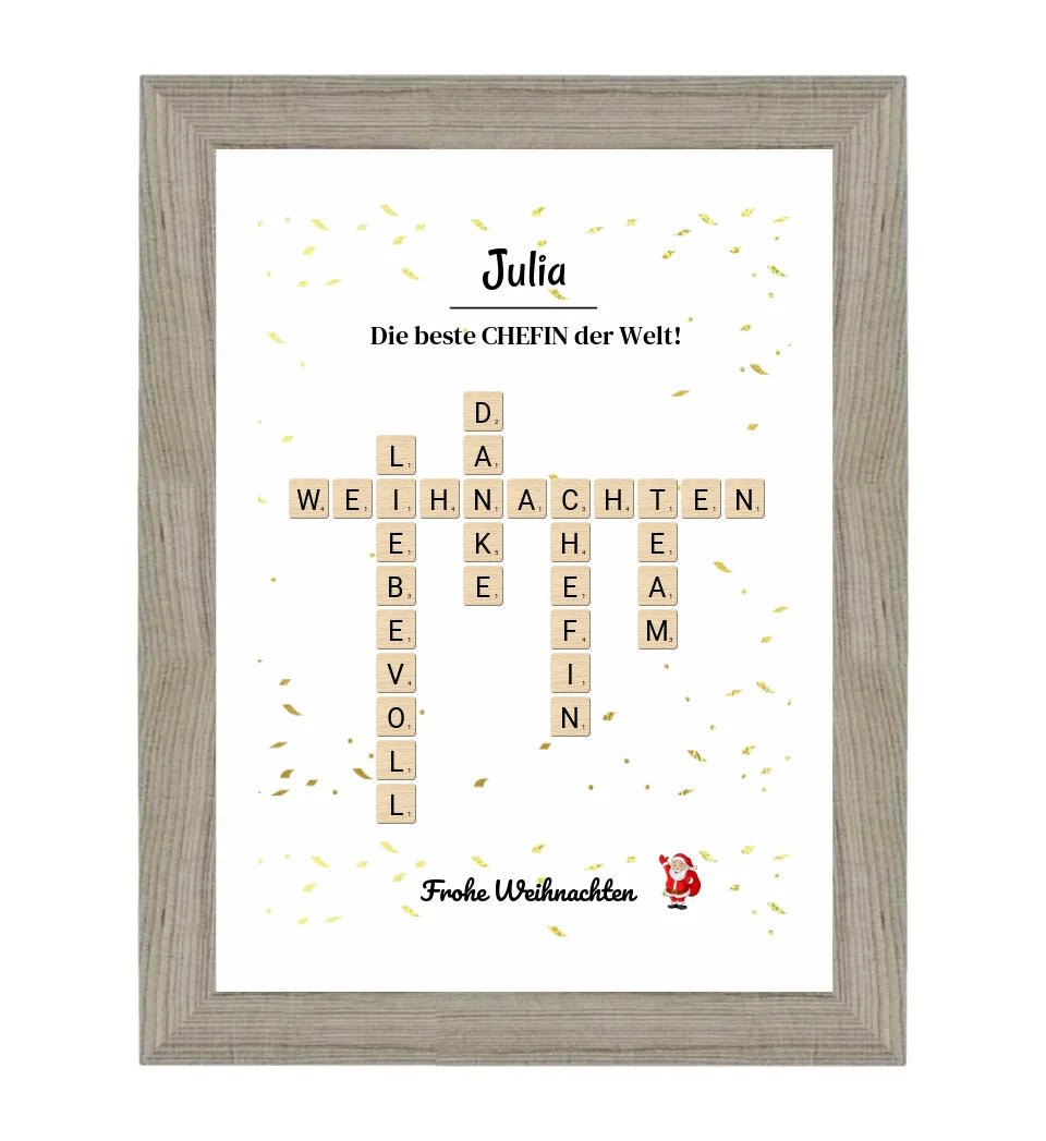 Chefin Weihnachtsgeschenk Bild Scrabble Style personalisierbar - Cantty