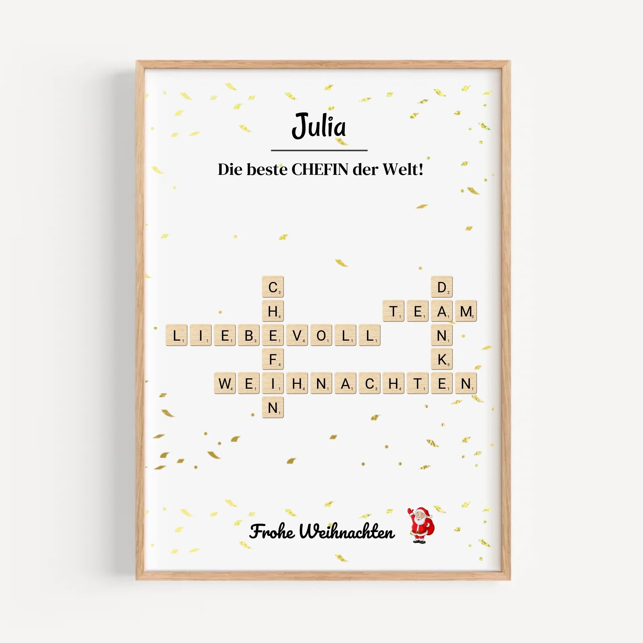 Chefin Weihnachtsgeschenk Bild Scrabble Style personalisierbar - Cantty