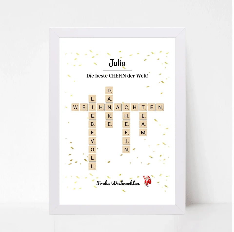 Chefin Weihnachtsgeschenk Bild Scrabble Style personalisierbar - Cantty