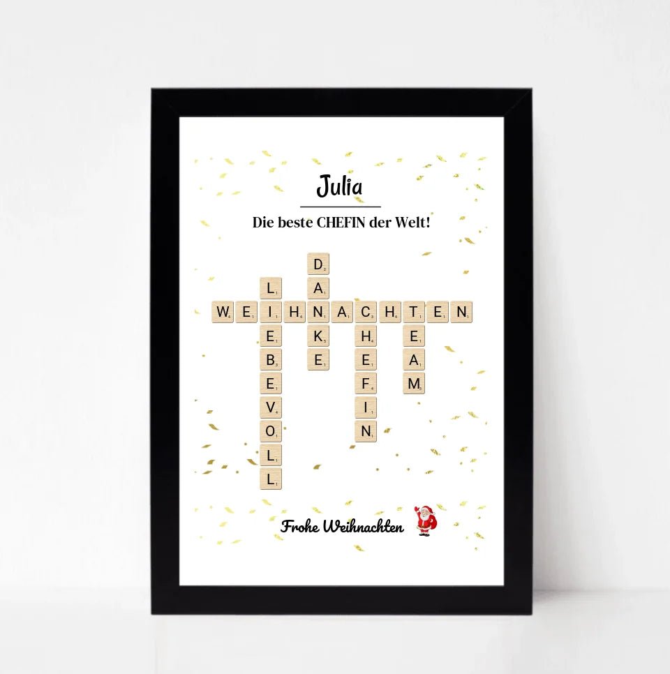 Chefin Weihnachtsgeschenk Bild Scrabble Style personalisierbar - Cantty