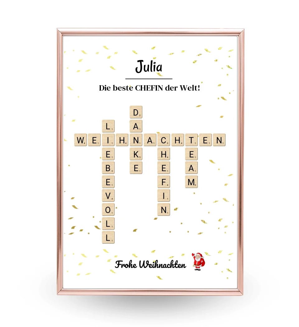 Chefin Weihnachtsgeschenk Bild Scrabble Style personalisierbar - Cantty