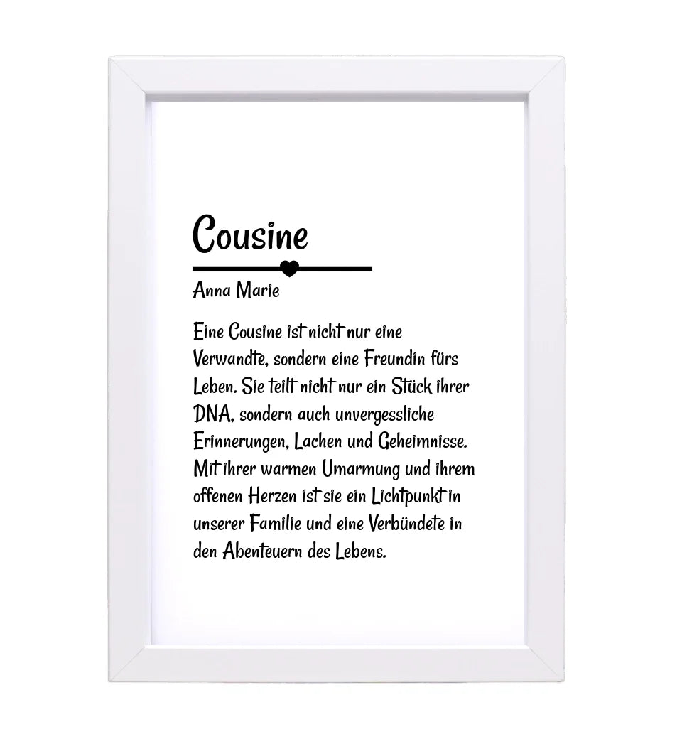 Cousine Definition Poster Geschenk personalisiert - Cantty