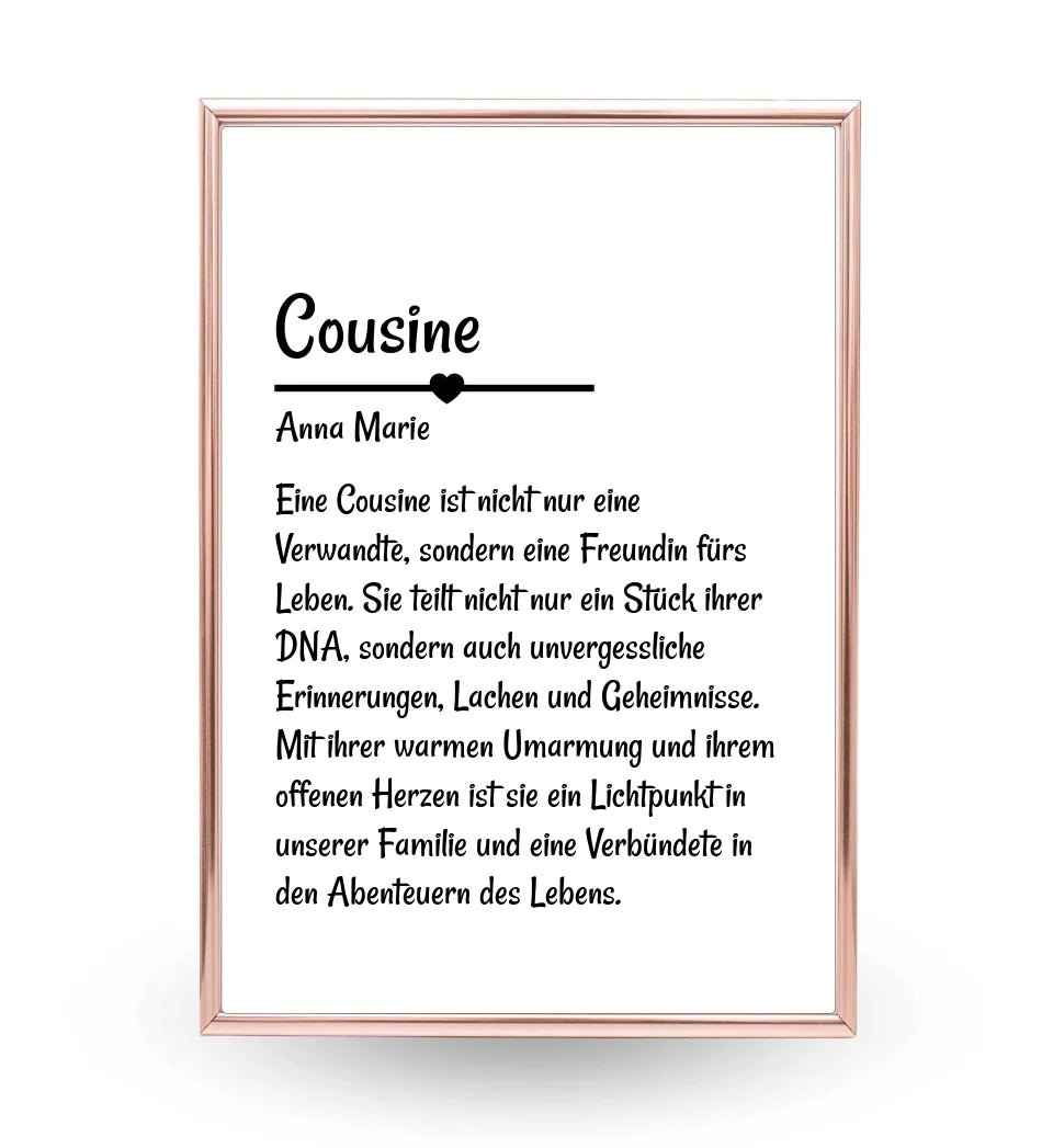 Cousine Definition Poster Geschenk personalisiert - Cantty