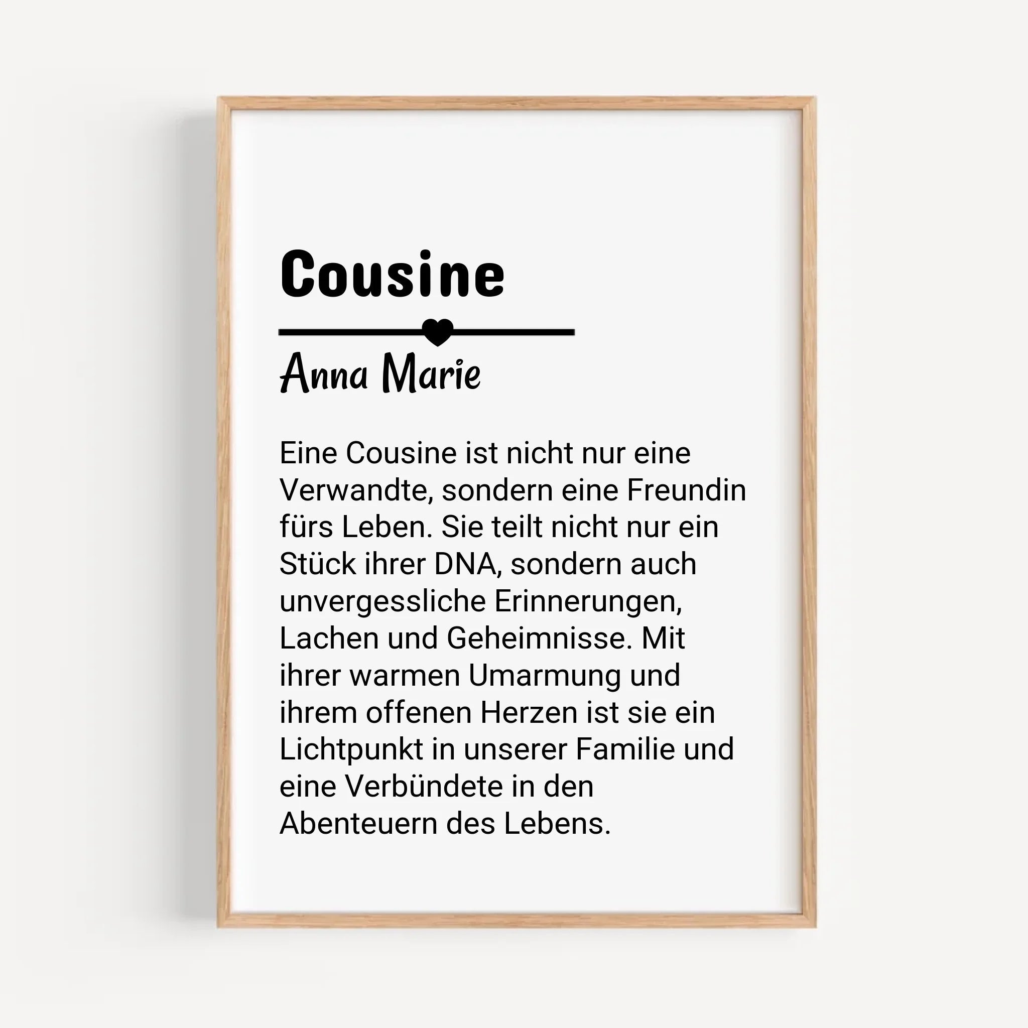 Cousine Definition Poster Geschenk personalisiert - Cantty