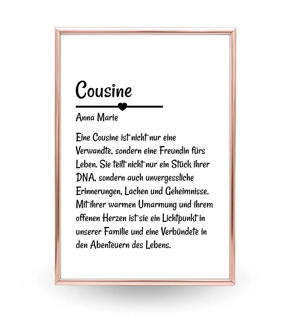 Cousine Definition Poster Geschenk personalisiert - Cantty