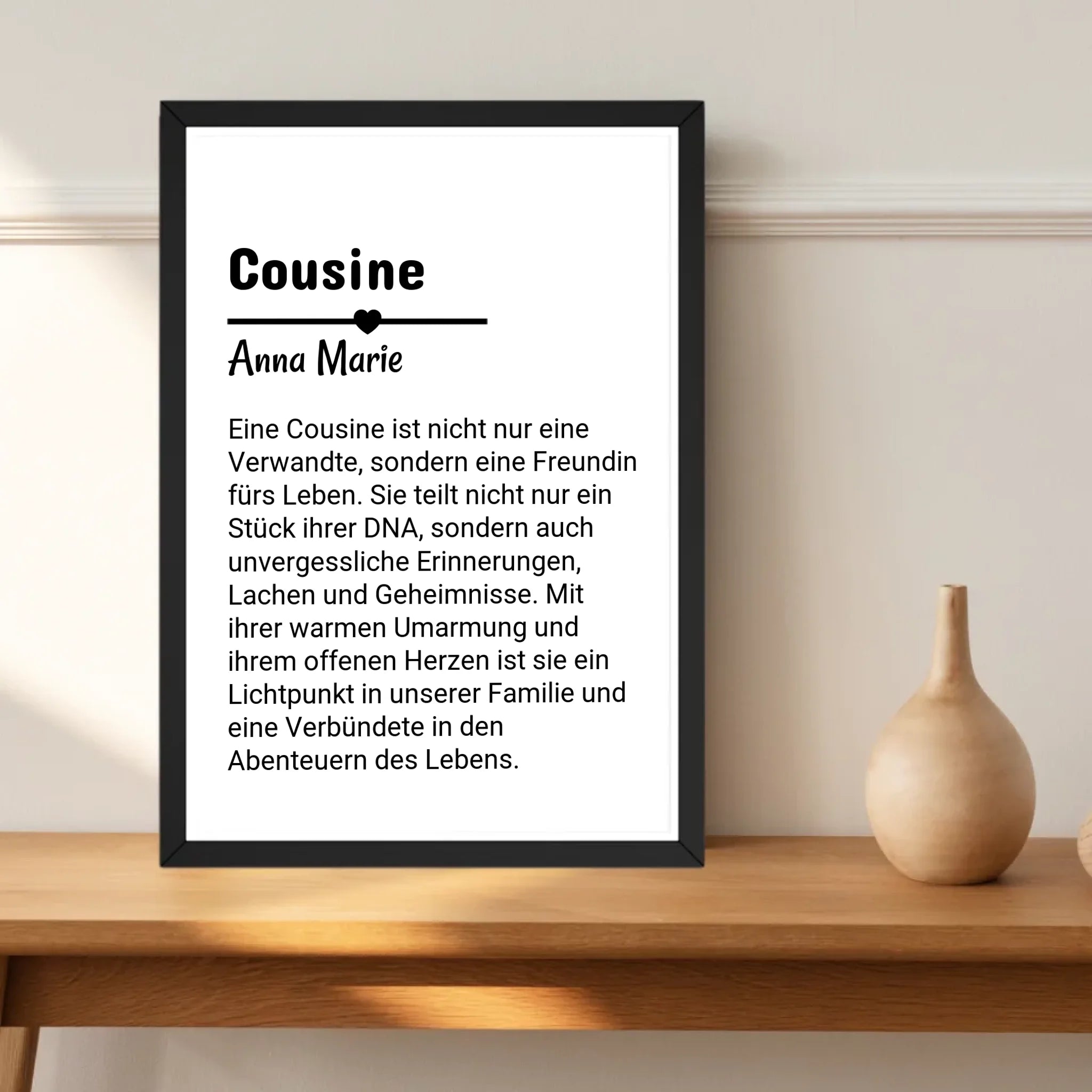 Cousine Definition Poster Geschenk personalisiert - Cantty