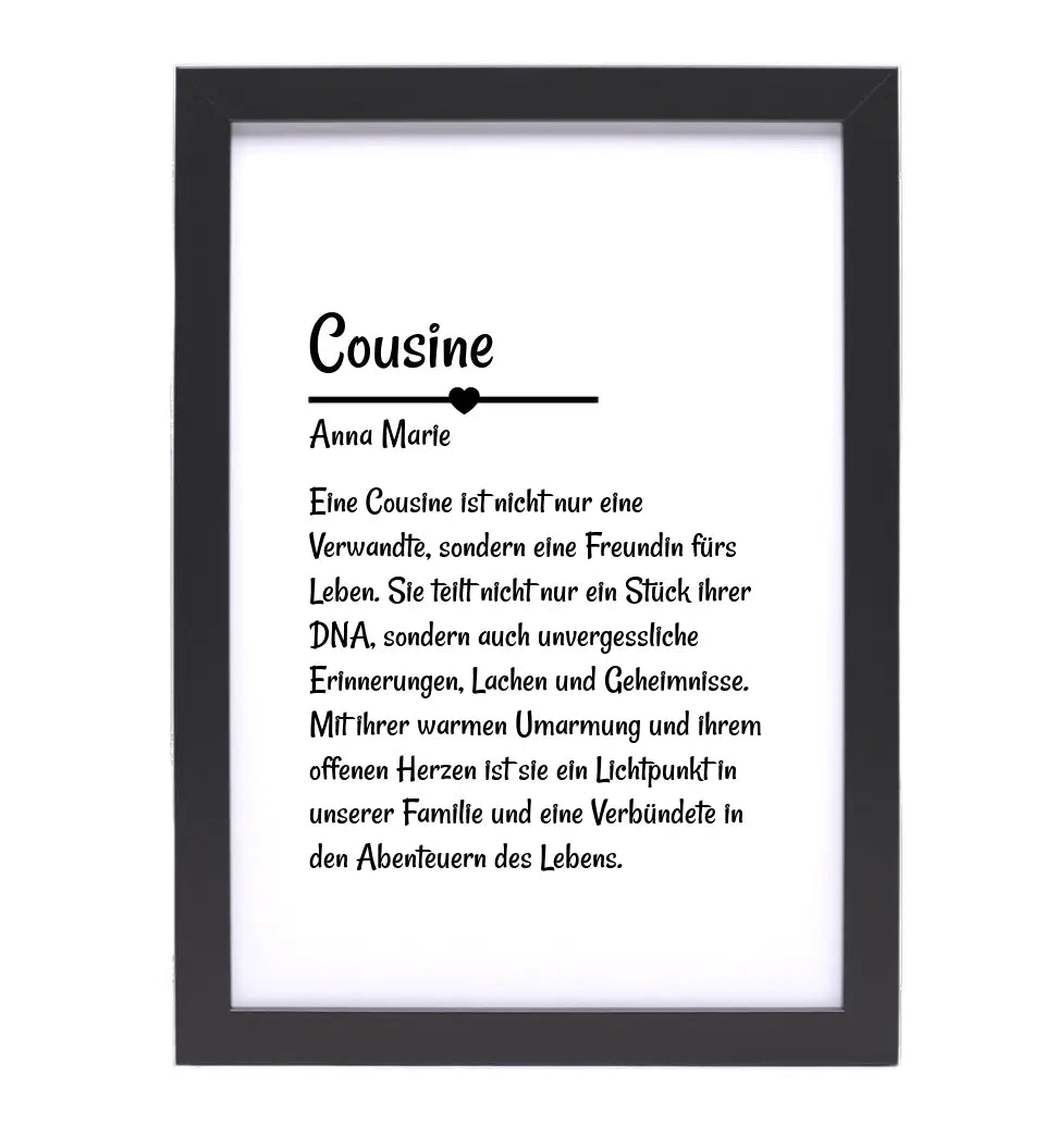 Cousine Definition Poster Geschenk personalisiert - Cantty