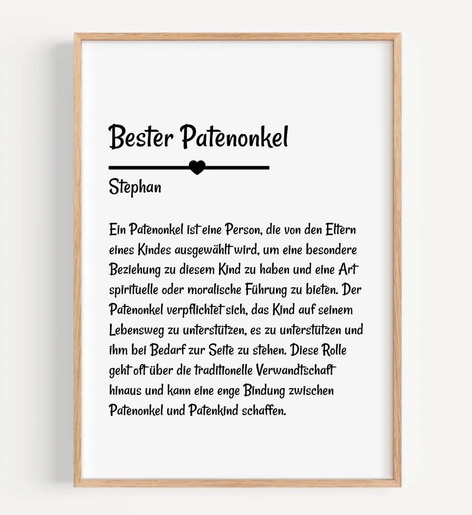 Definition Patenonkel Poster Geschenk personalisiert - Cantty