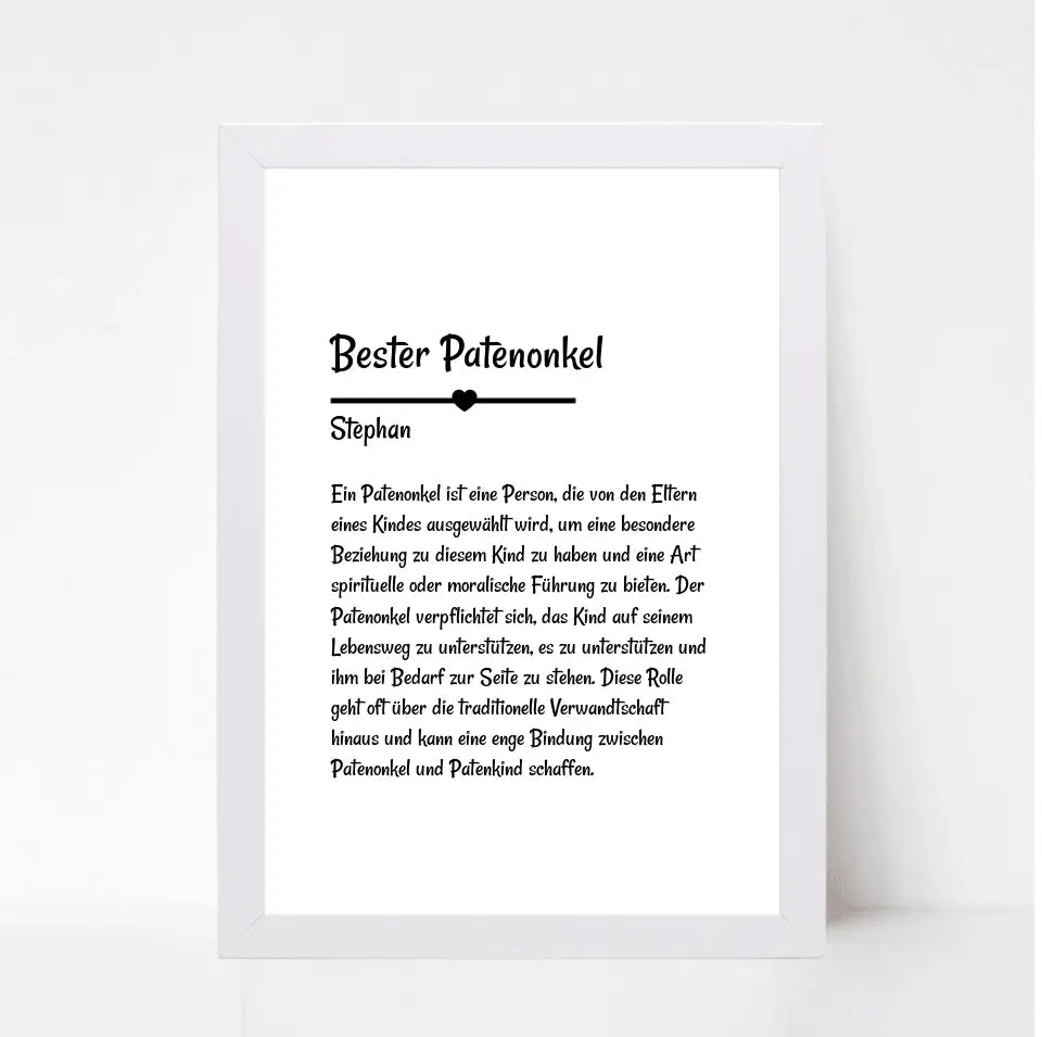 Definition Patenonkel Poster Geschenk personalisiert - Cantty