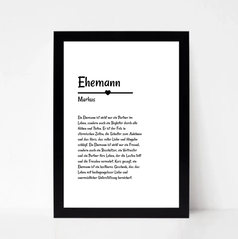 Ehemann Definition Poster Geschenk personalisiert - Cantty