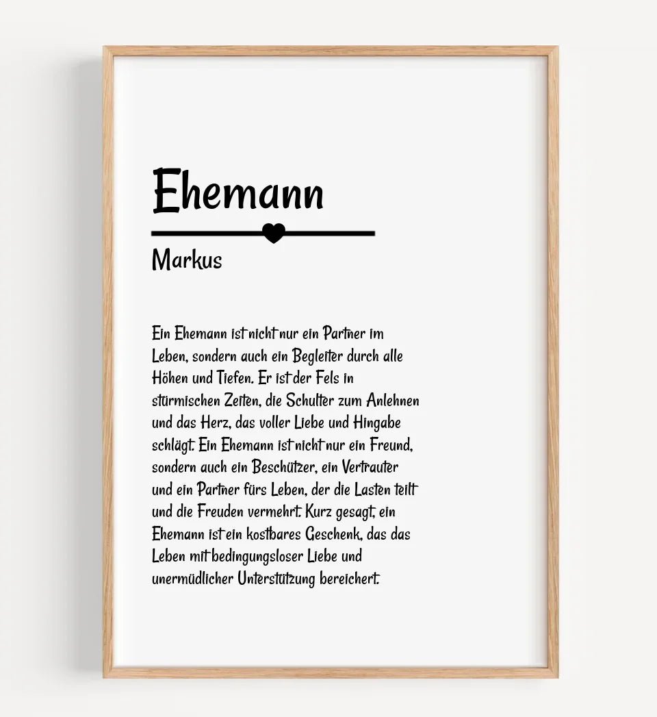 Ehemann Definition Poster Geschenk personalisiert - Cantty