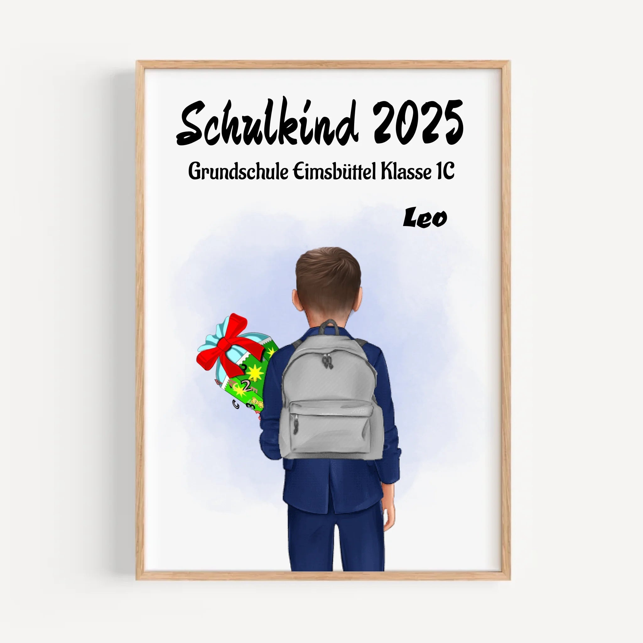 Einschulung Geschenk Junge Bild Poster Karte Schulkind - Cantty