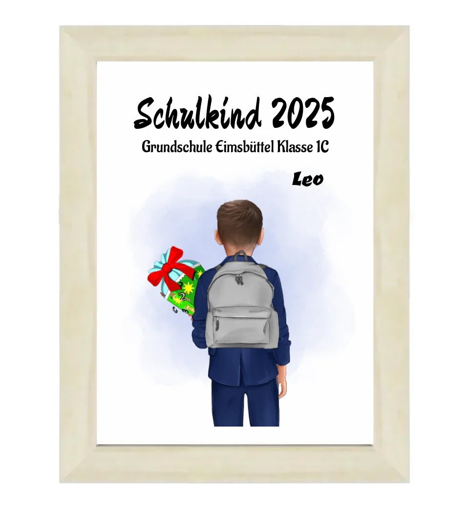 Einschulung Geschenk Junge Bild Poster Karte Schulkind - Cantty