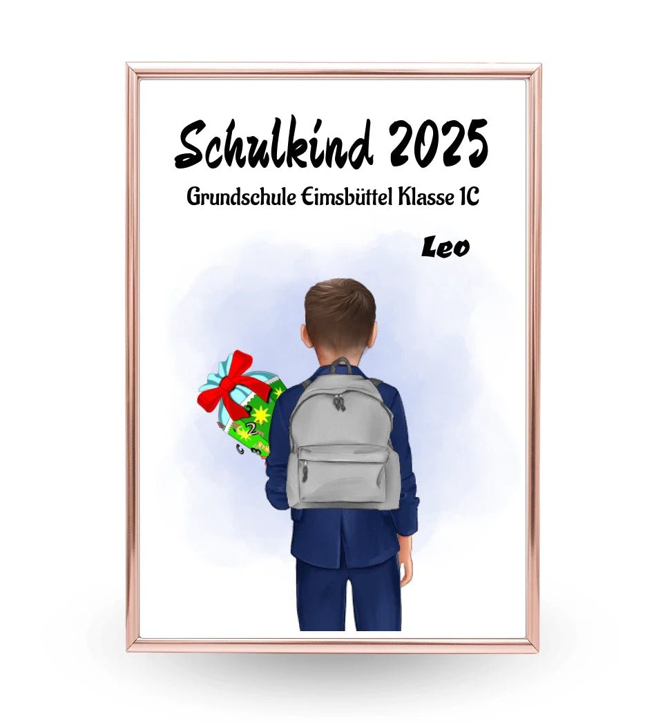 Einschulung Geschenk Junge Bild Poster Karte Schulkind - Cantty