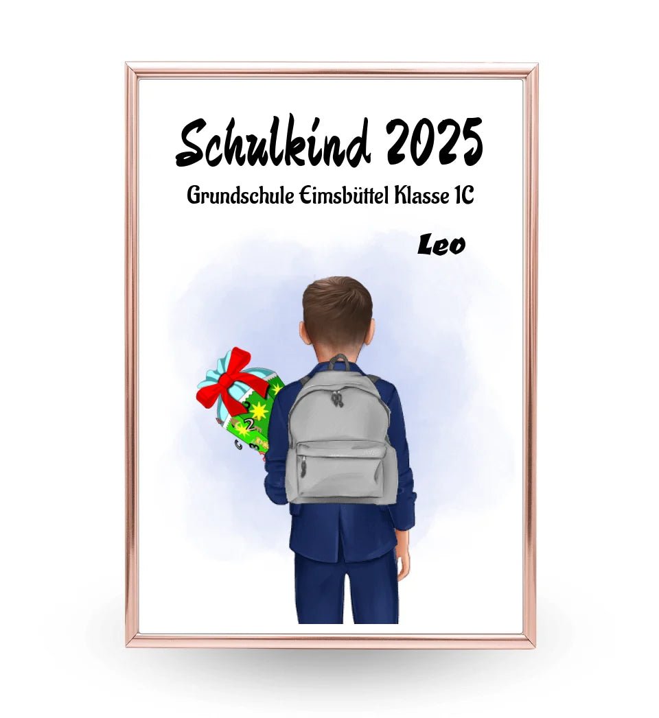 Einschulung Geschenk Junge Bild Poster Karte Schulkind - Cantty