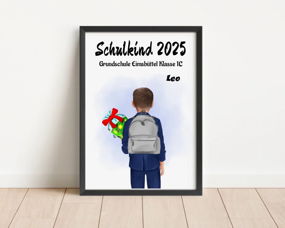 Einschulung Geschenk Junge Bild Poster Karte Schulkind - Cantty