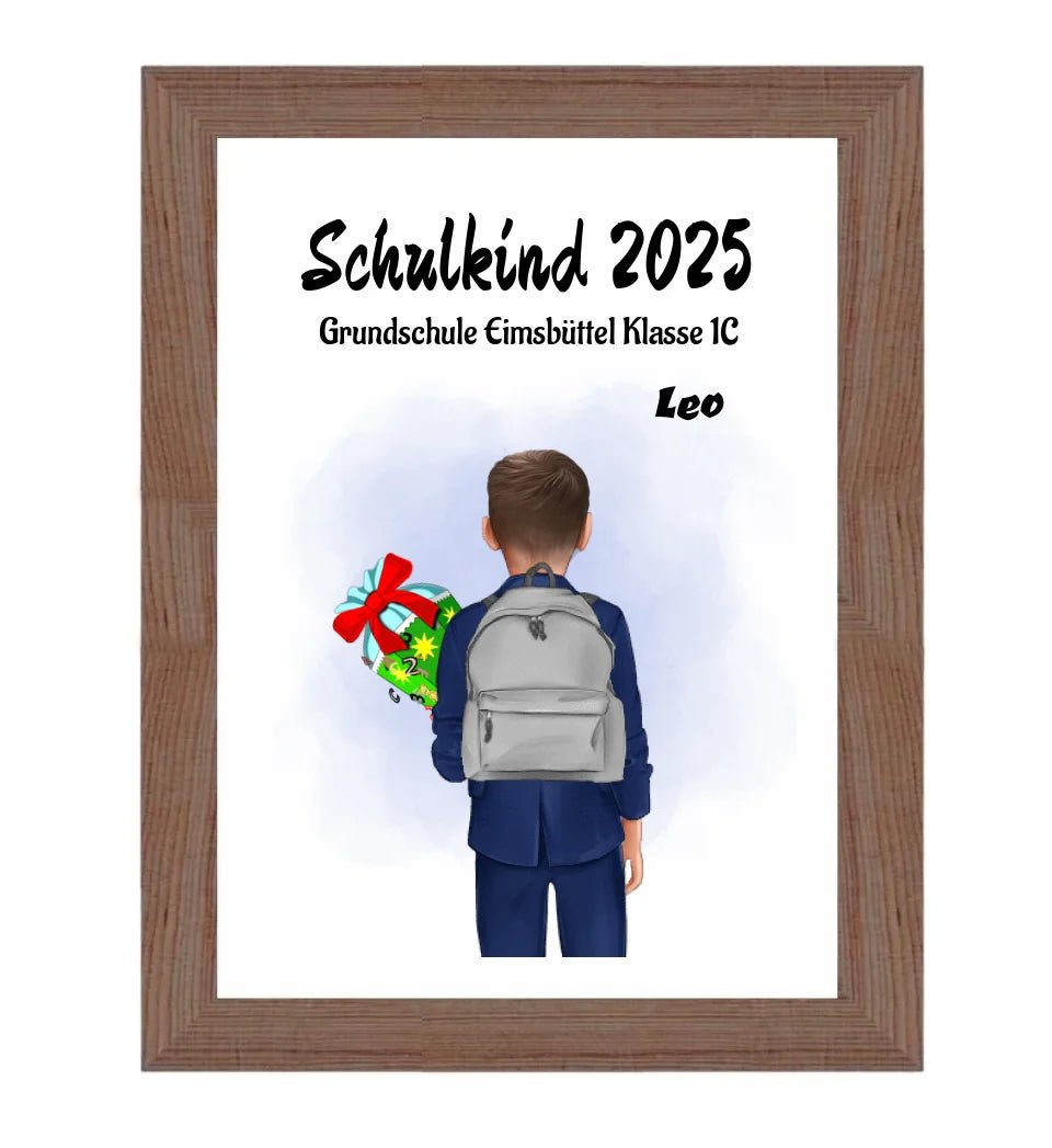 Einschulung Geschenk Junge Bild Poster Karte Schulkind - Cantty