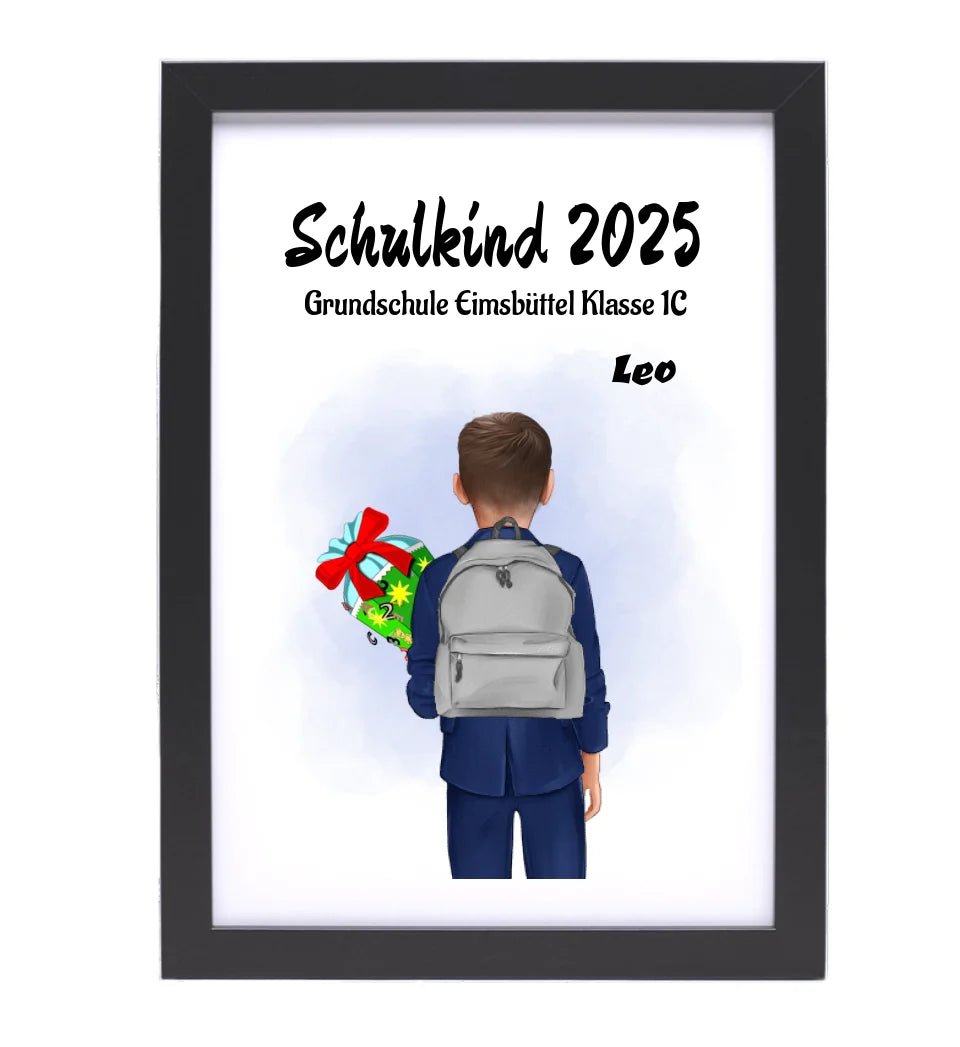 Einschulung Geschenk Junge Bild Poster Karte Schulkind - Cantty