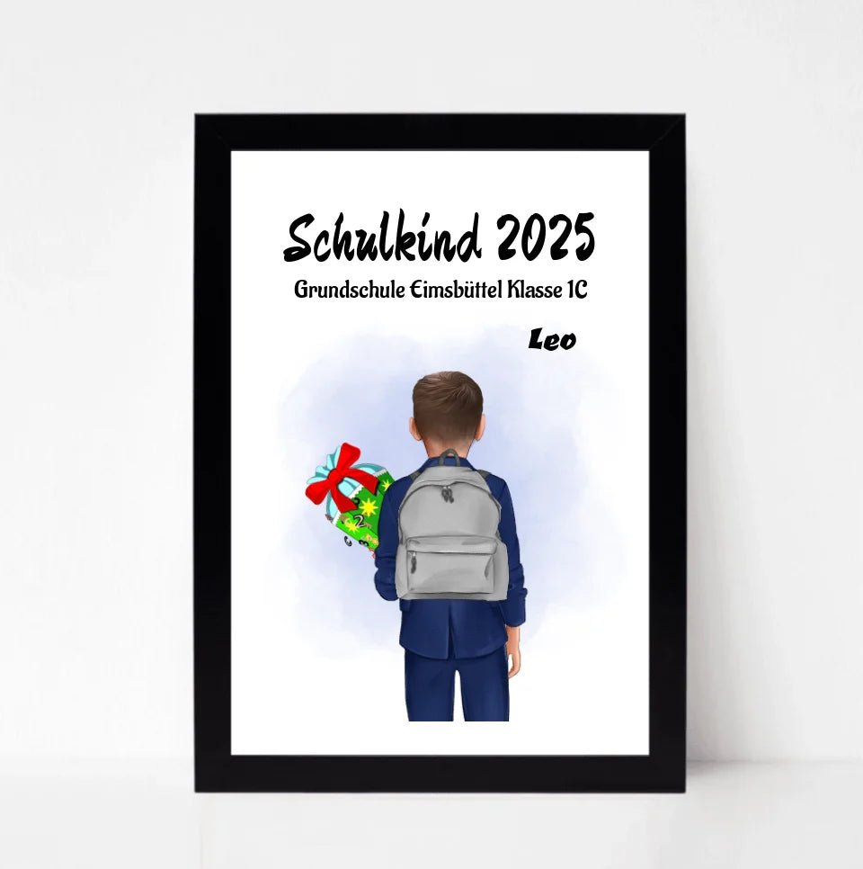 Einschulung Geschenk Junge Bild Poster Karte Schulkind - Cantty