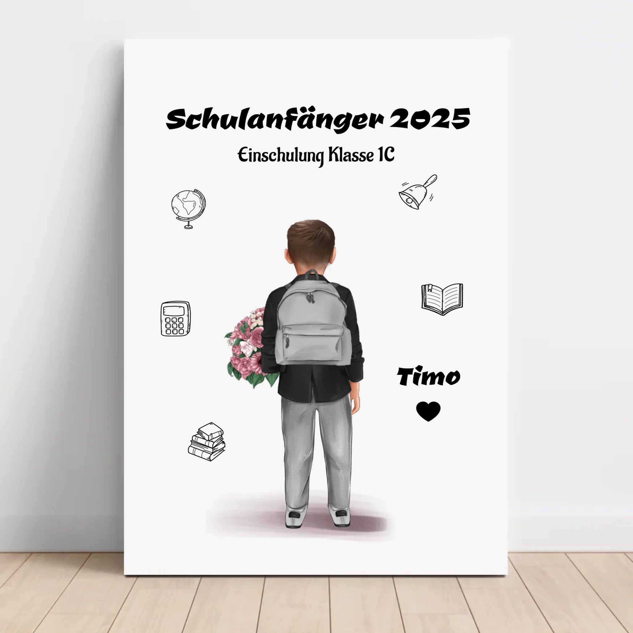 Einschulung Junge personalisiertes Geschenk Leinwandbild - Cantty