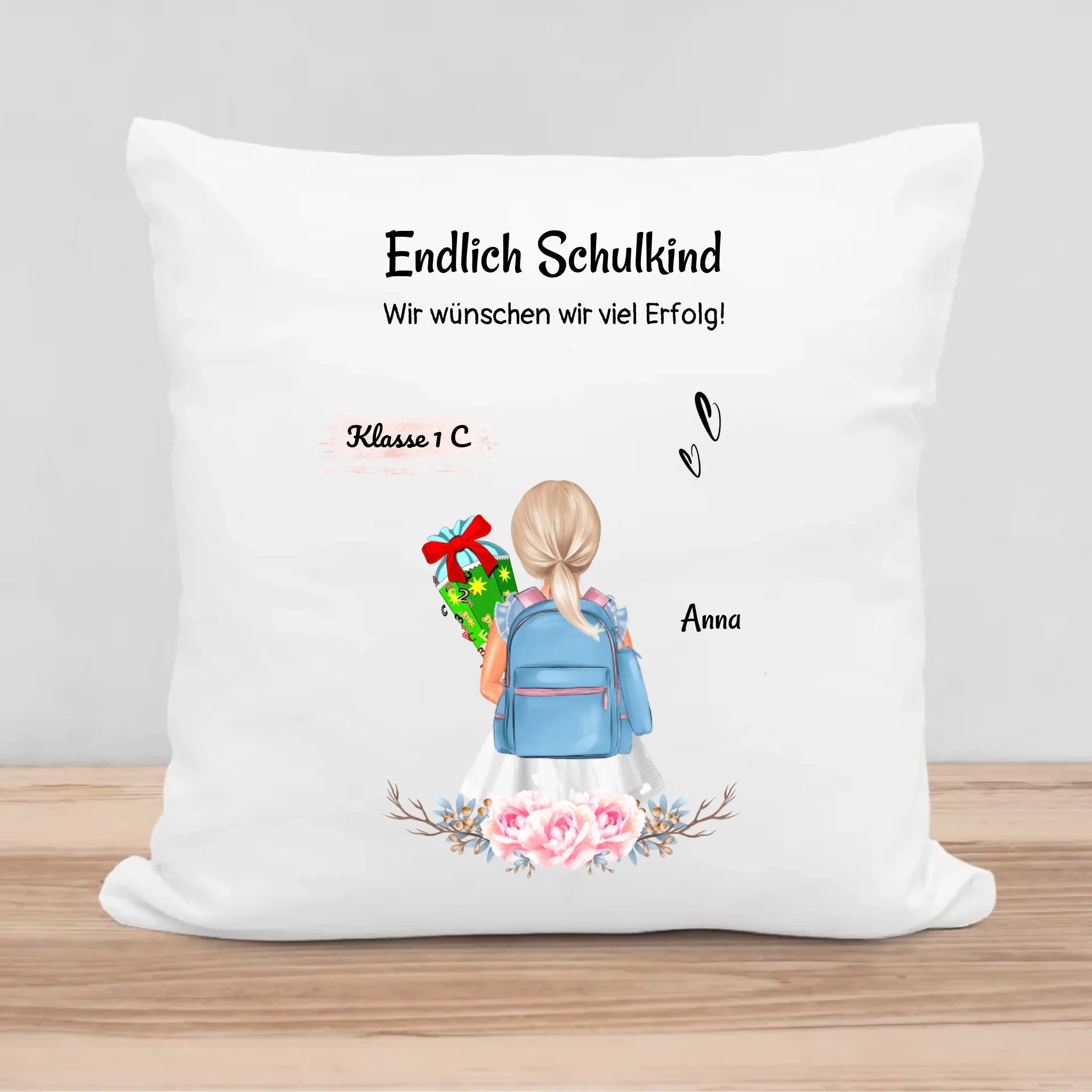 Einschulung Kissen Geschenk für Mädchen personalisiert - Cantty