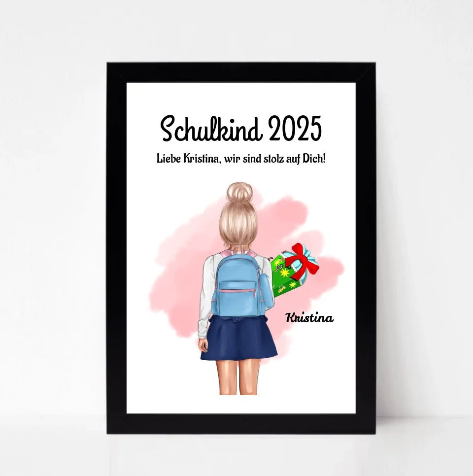 Einschulung Mädchen Bild Poster Geschenk Schulkind 1 Klasse personalisiert - Cantty