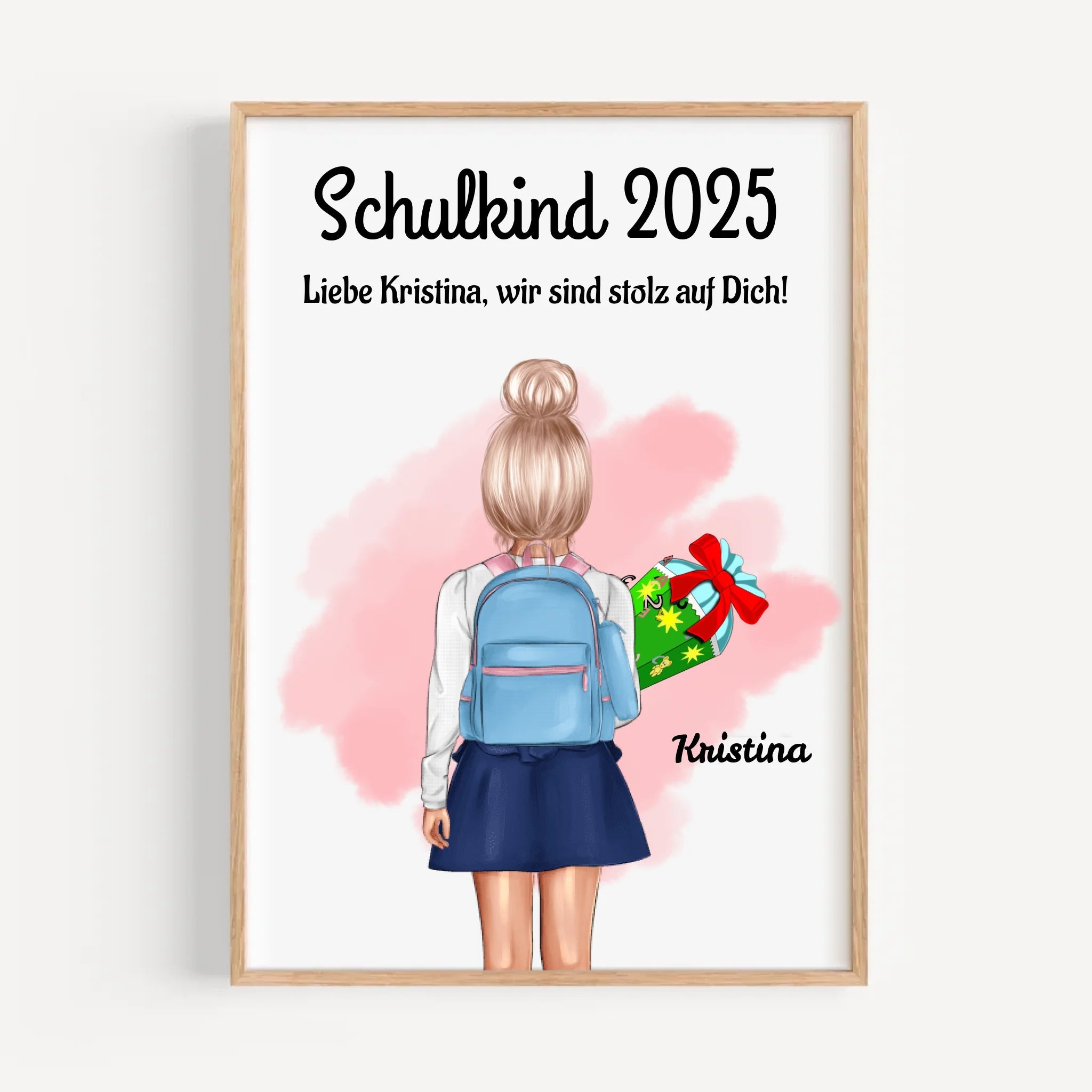 Einschulung Mädchen Bild Poster Geschenk Schulkind 1 Klasse personalisiert - Cantty