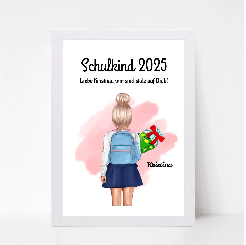 Einschulung Mädchen Bild Poster Geschenk Schulkind 1 Klasse personalisiert - Cantty