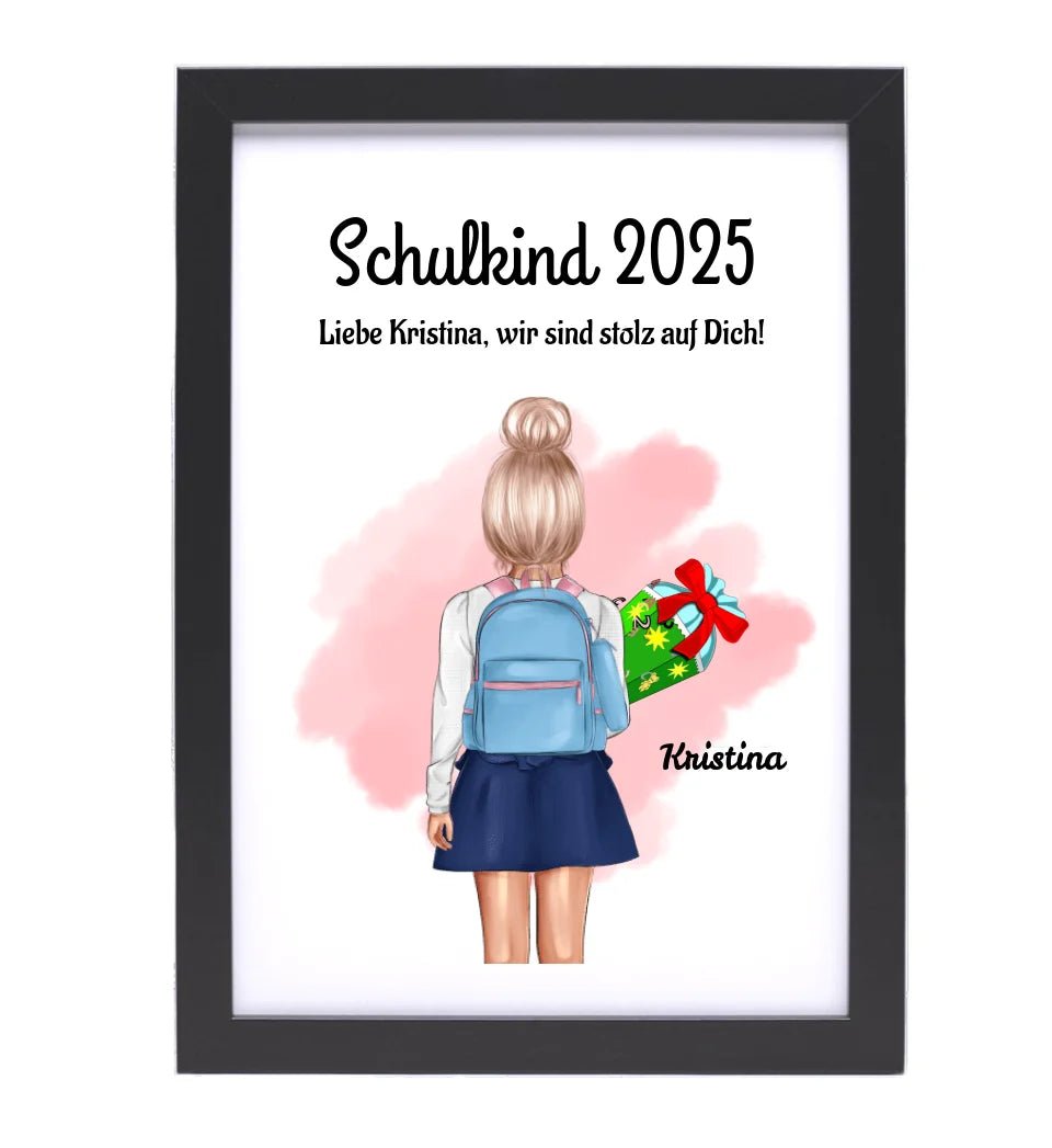 Einschulung Mädchen Bild Poster Geschenk Schulkind 1 Klasse personalisiert - Cantty