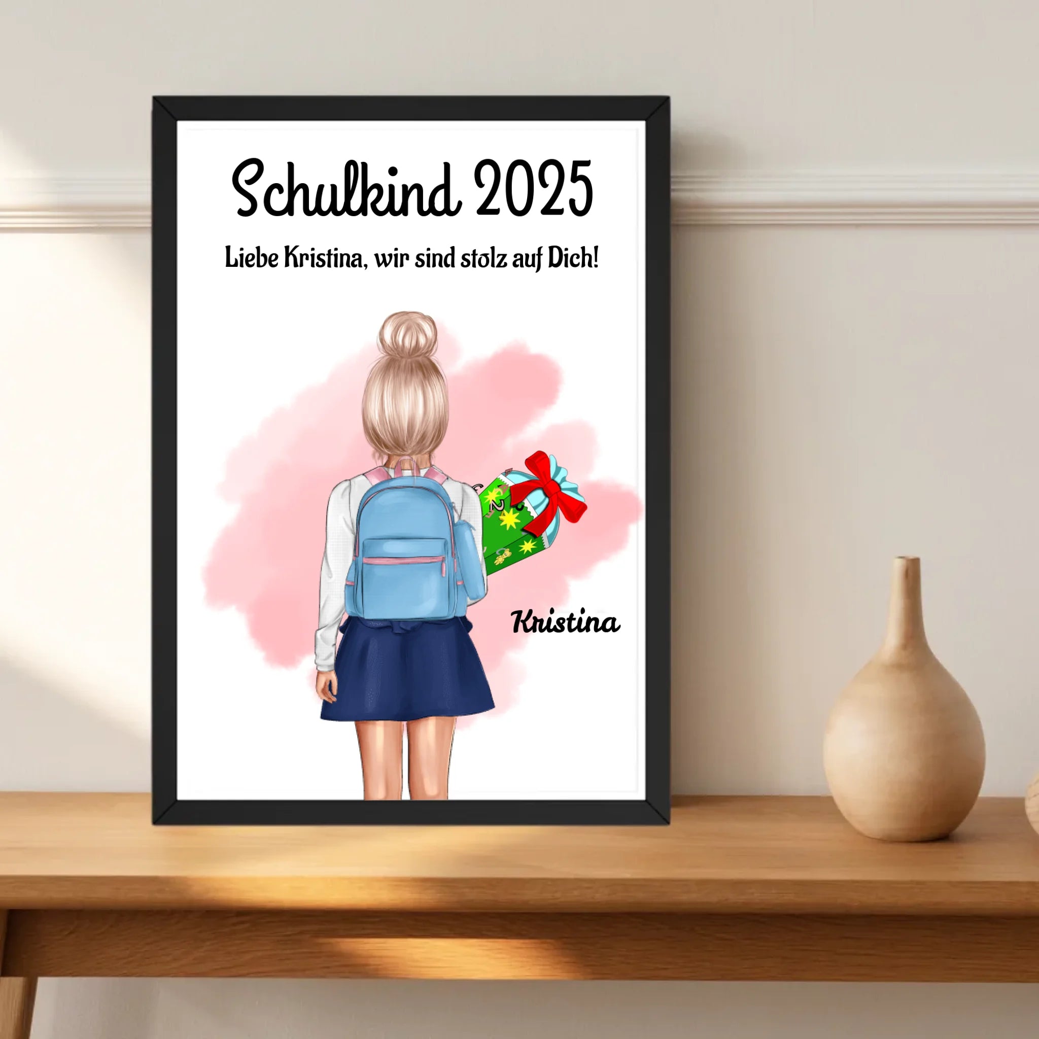 Einschulung Mädchen Bild Poster Geschenk Schulkind 1 Klasse personalisiert - Cantty