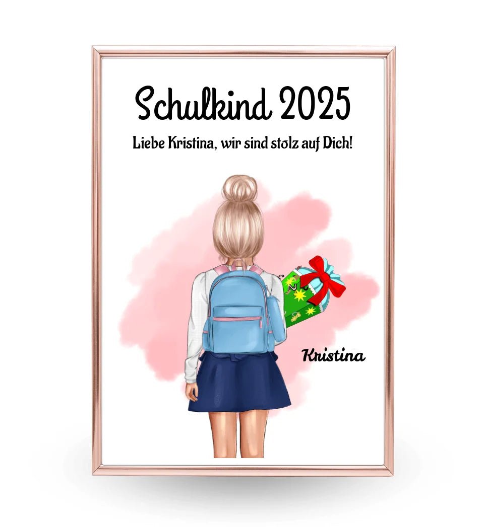 Einschulung Mädchen Bild Poster Geschenk Schulkind 1 Klasse personalisiert - Cantty