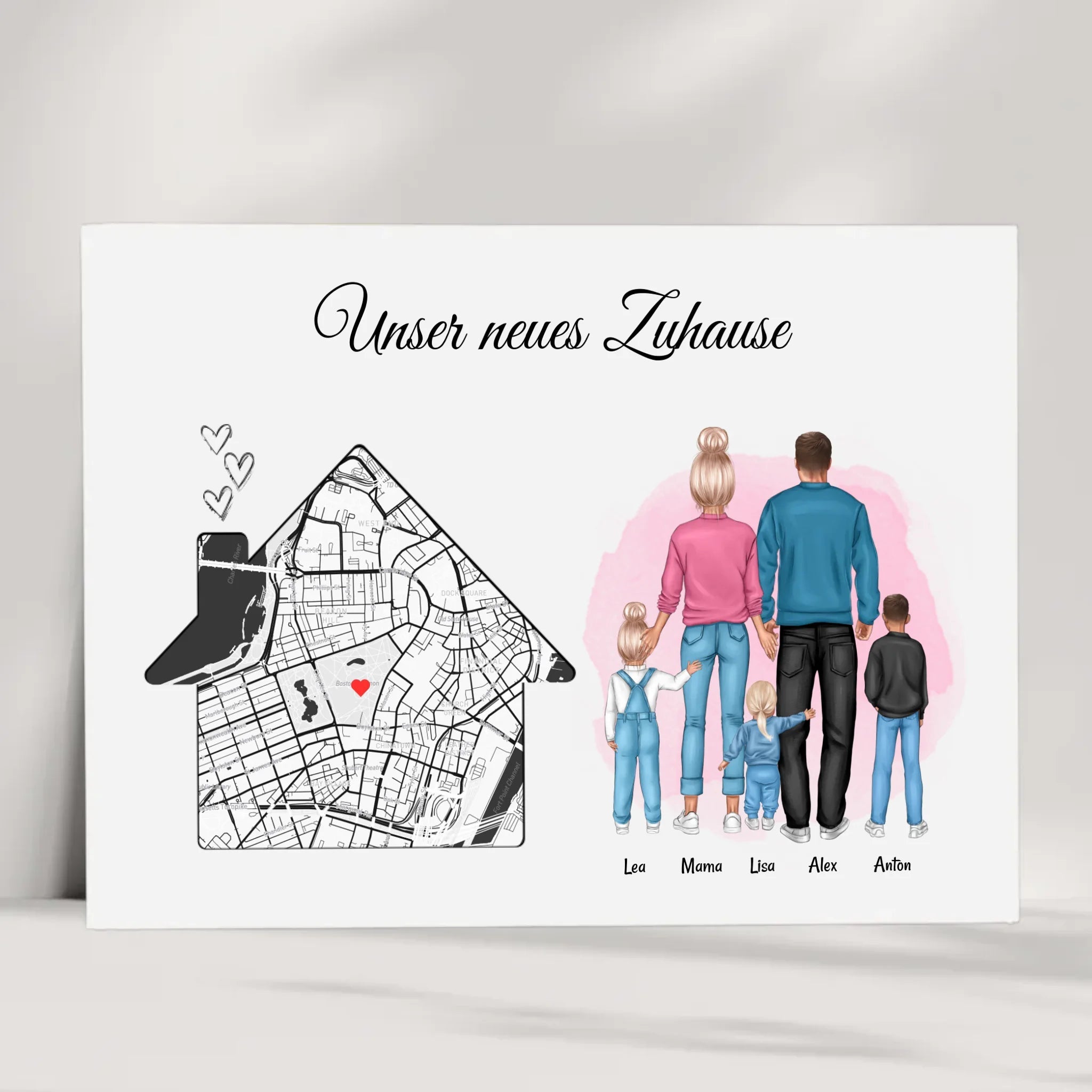 Einzug Geschenk Eigenheim Haus Zuhause Familie Stadtkarte Poster - Cantty